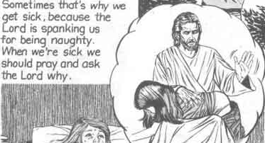 See? Jesus spanks little girls bare-bottomed, and there's nothing weird about the Lord! (From US Christian right pamphlet)